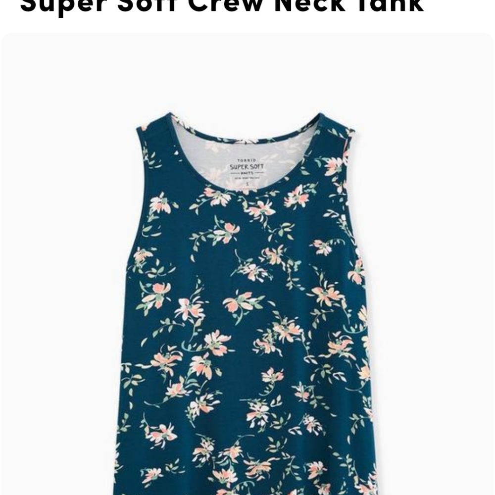 Torrid teal/green super soft crew neck tank size 0